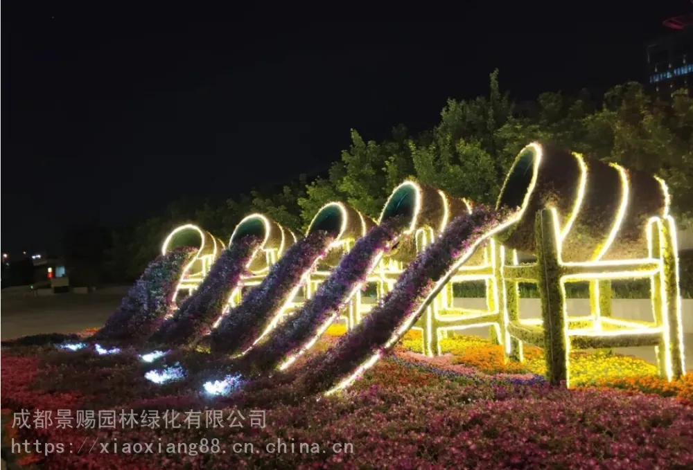 四川南充植物绿雕 ,山水造型绿雕建筑物入口仿真绿雕