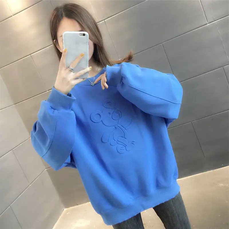 摆地摊卖衣服怎么吸引人加绒印花宽松外套女潮超火新款秋季圆领卫衣10元衣服批发货源