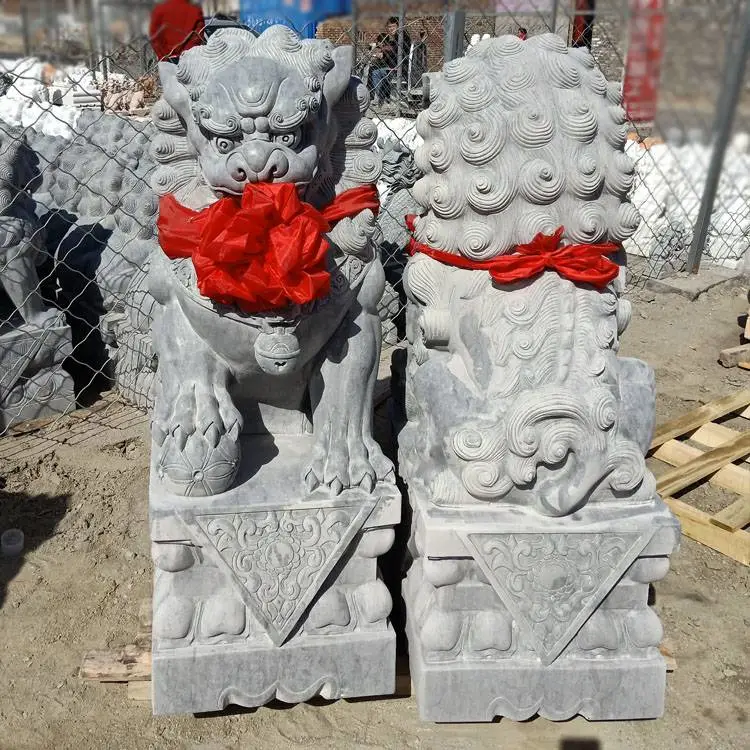 石狮子雕塑 仿古看门石狮子手工雕刻狮子石头狮子 英翰雕刻供应