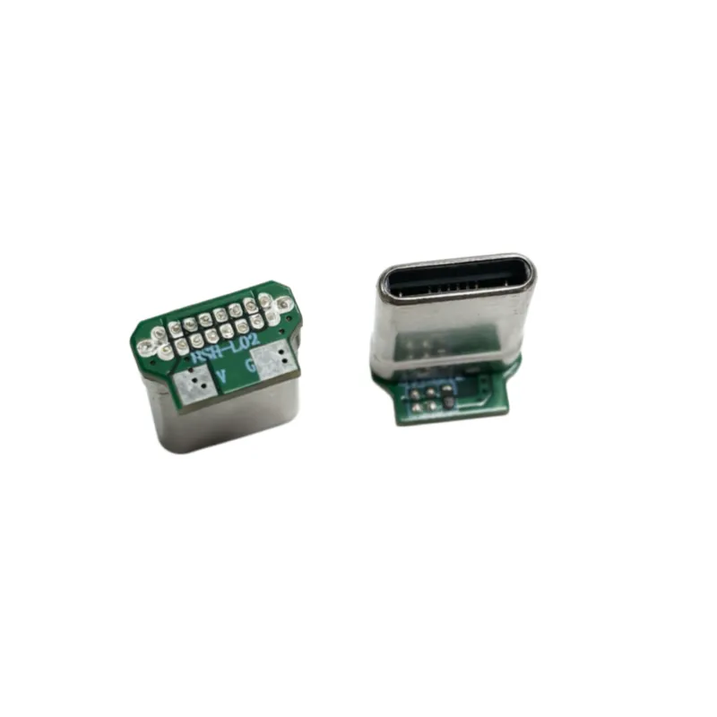 TypeC 公头 16p带板90度插板 拉伸公头h=11.8mm 两芯单充电有电阻