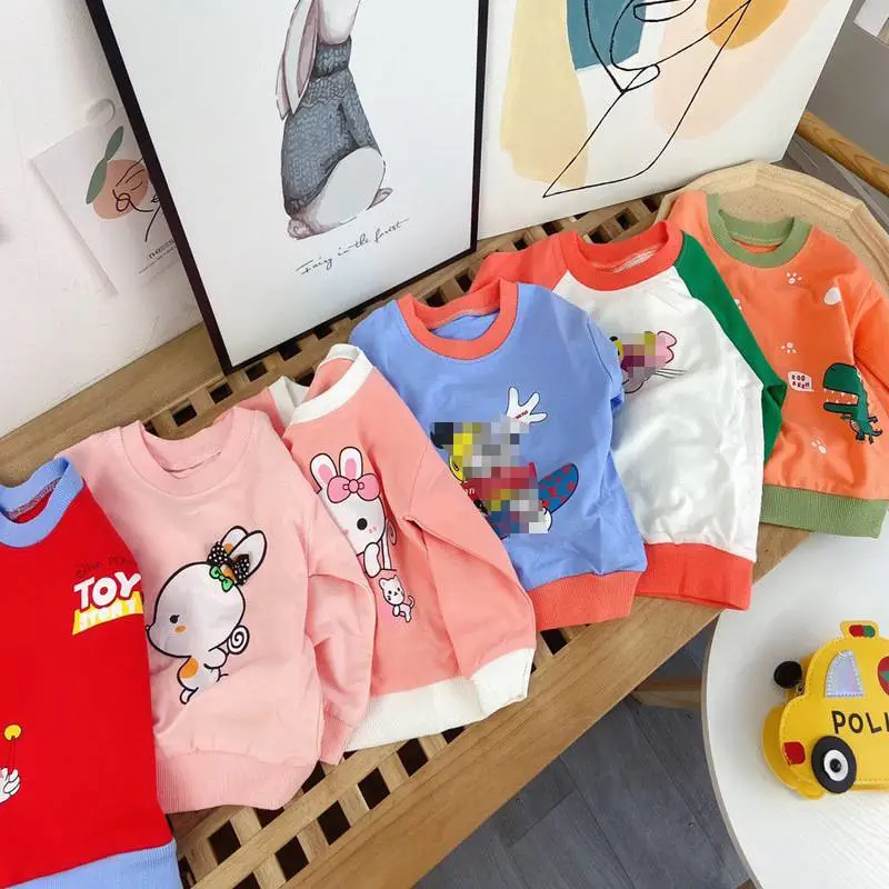 内蒙古乌兰察布3元外贸库存夏季童装广州尾货1元2元服装印花圆领卫衣休闲套装