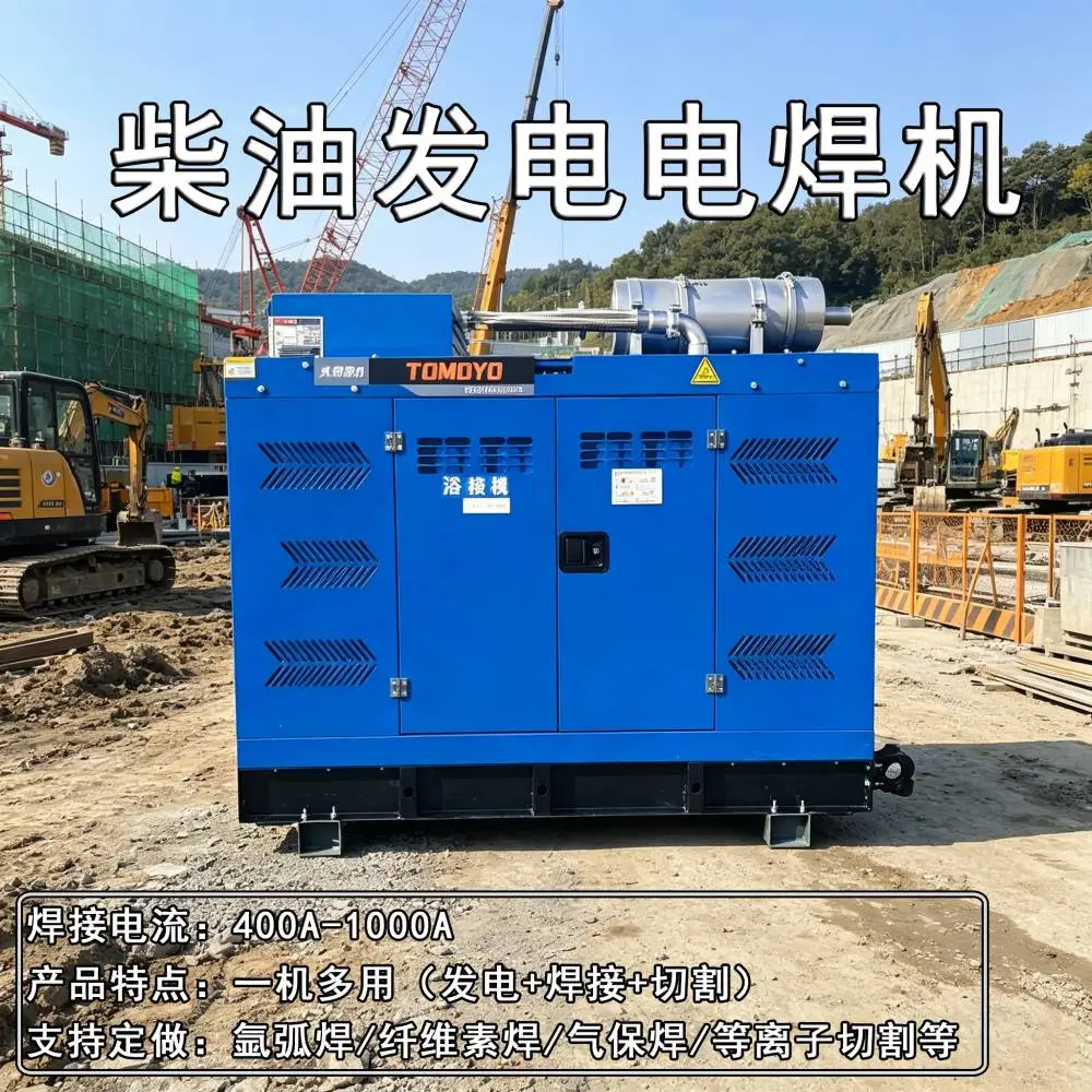 山区排水沟钢托架焊接500A柴油自发电电焊机大泽动力