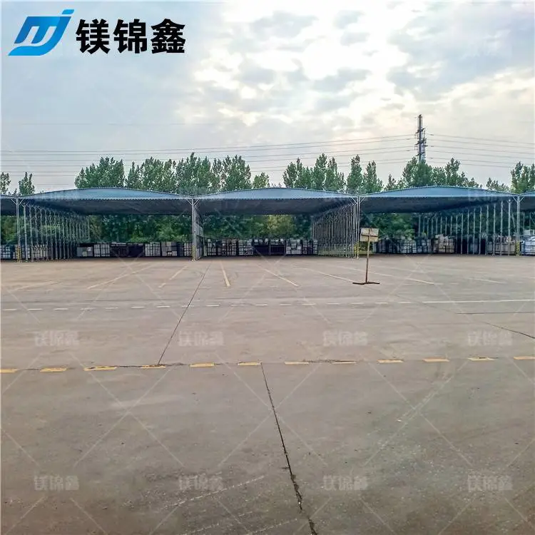 收缩停车棚电动伸缩棚大型吊空雨棚放货推拉棚