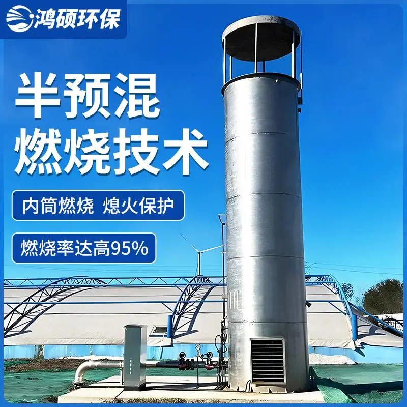 潍坊鸿硕 50-1000方沼气火炬 全封闭内燃式 自动点火 养殖场污水厂专用