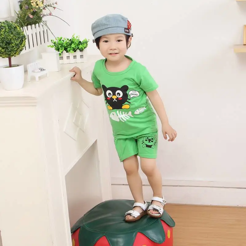 湖北地摊服装***T恤儿童短袖套装2019童套装童t恤家服睡衣服装批发5元到15元