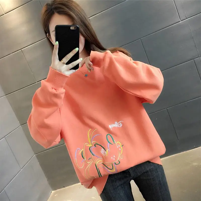 摆地摊卖衣服怎么吸引人加绒印花宽松外套女潮超火新款秋季圆领卫衣10元衣服批发货源