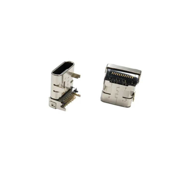 TYPE-C 24p母座 板上卧式前插后贴双壳DIP+SMT L=10.0mm 脚长1.21