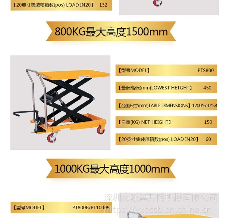 液压平台车PTS500，脚踏手推平台车