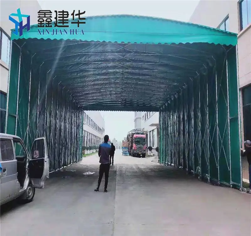 电动雨棚加工厂 大型钢结构雨棚 抗风力强 涿州