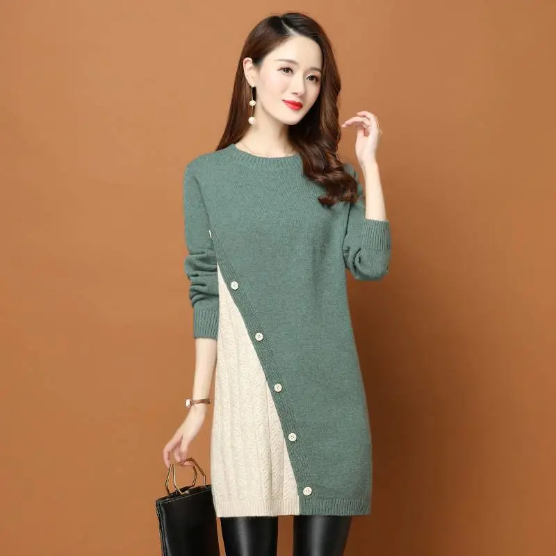 石家庄服装地摊货批发新款洋气撞色毛衣女士品牌服装尾货批发