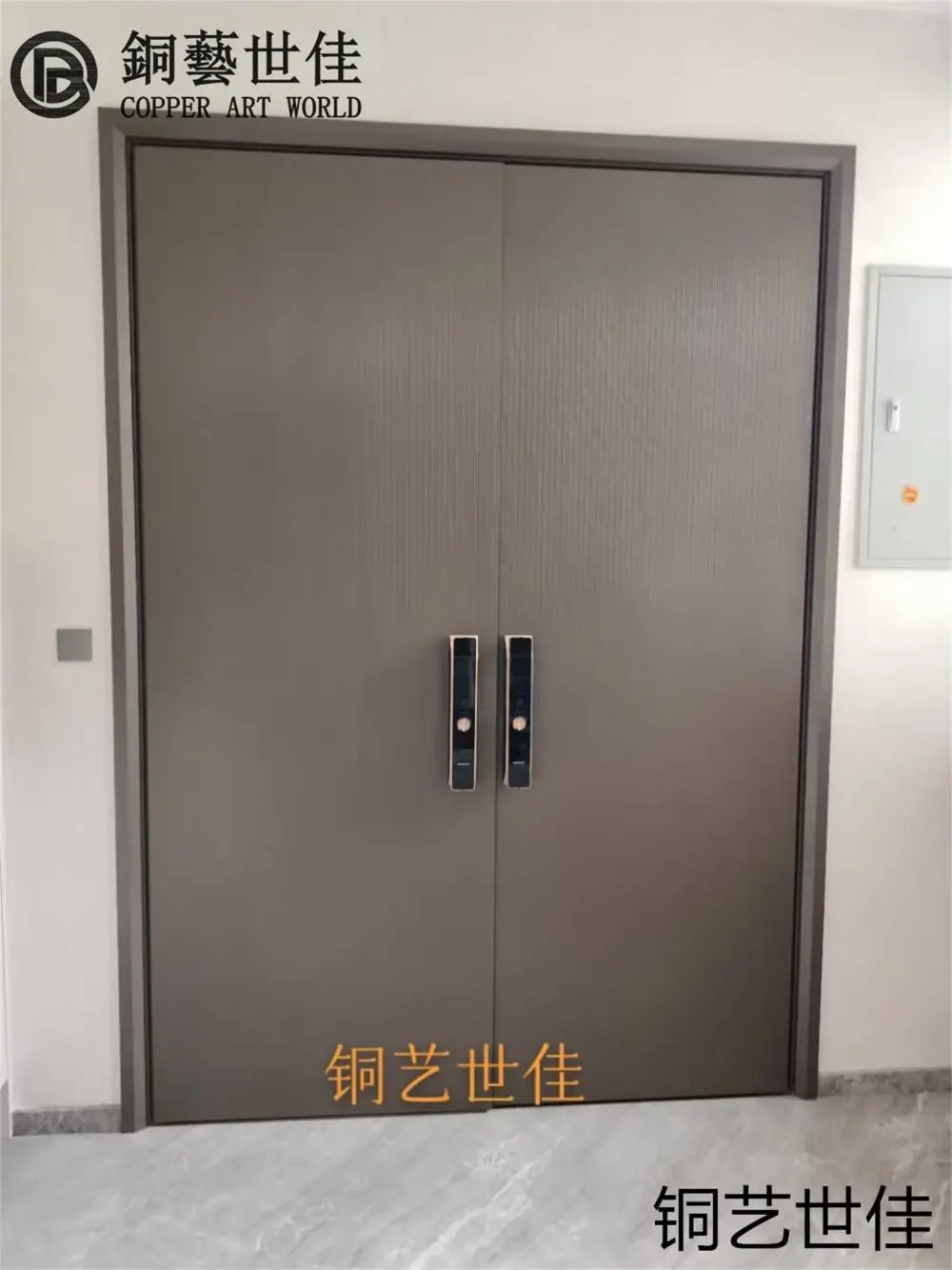 铜艺世佳精雕庭院门 简约铝艺大门 电动别墅铝门