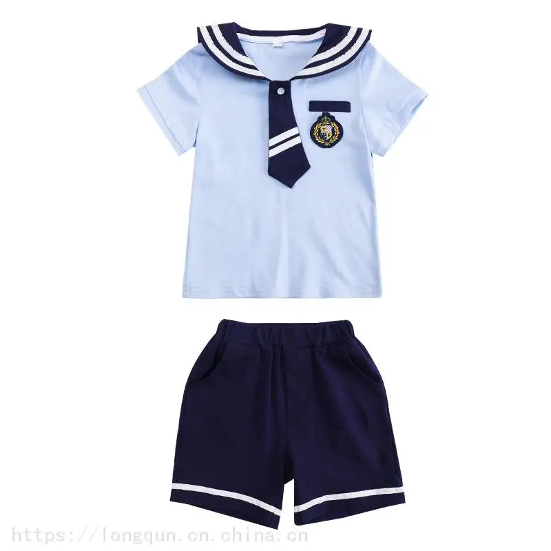 幼儿园园服夏装短袖儿童班服英伦风小学生校服合唱服运动套装定制/中山东凤镇私立幼儿园园服定制