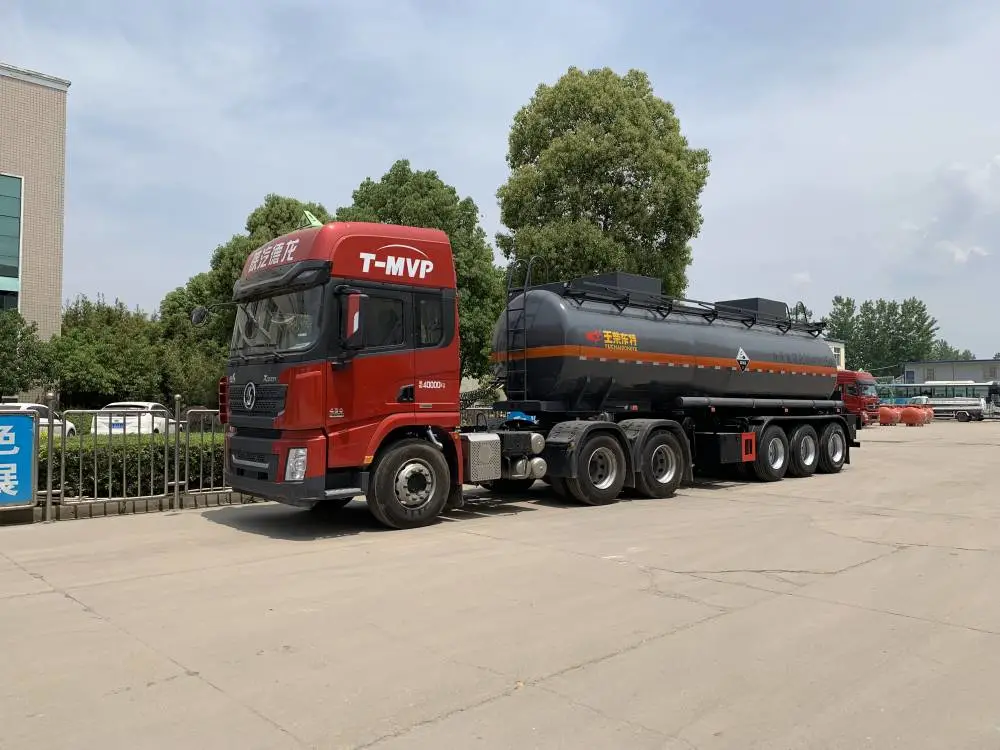 空气悬挂危险品半挂车,氢氧化钠钢衬塑罐车 钢衬塑运输罐车高性价比