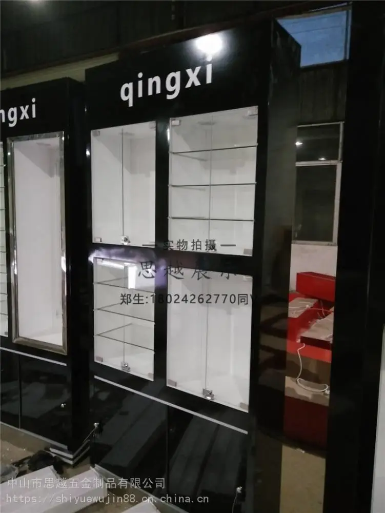 光明眼镜柜台展示柜效果图出售全新珠宝手表收银台