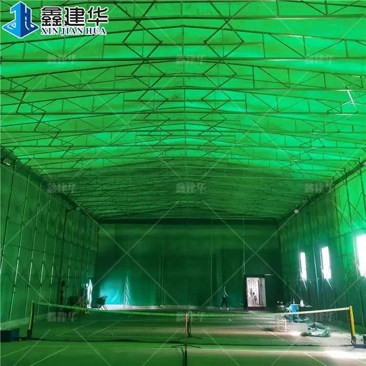 收缩停车棚电动伸缩棚大型吊空雨棚放货推拉棚