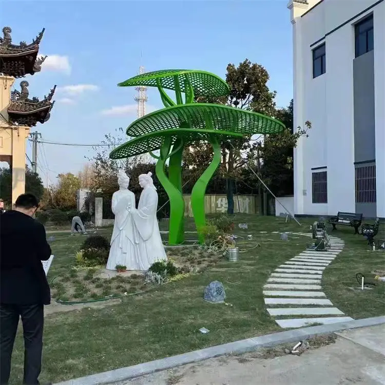 大型不锈钢树雕塑定制 户外抽象镂空树叶造型景观摆件 永景雕塑