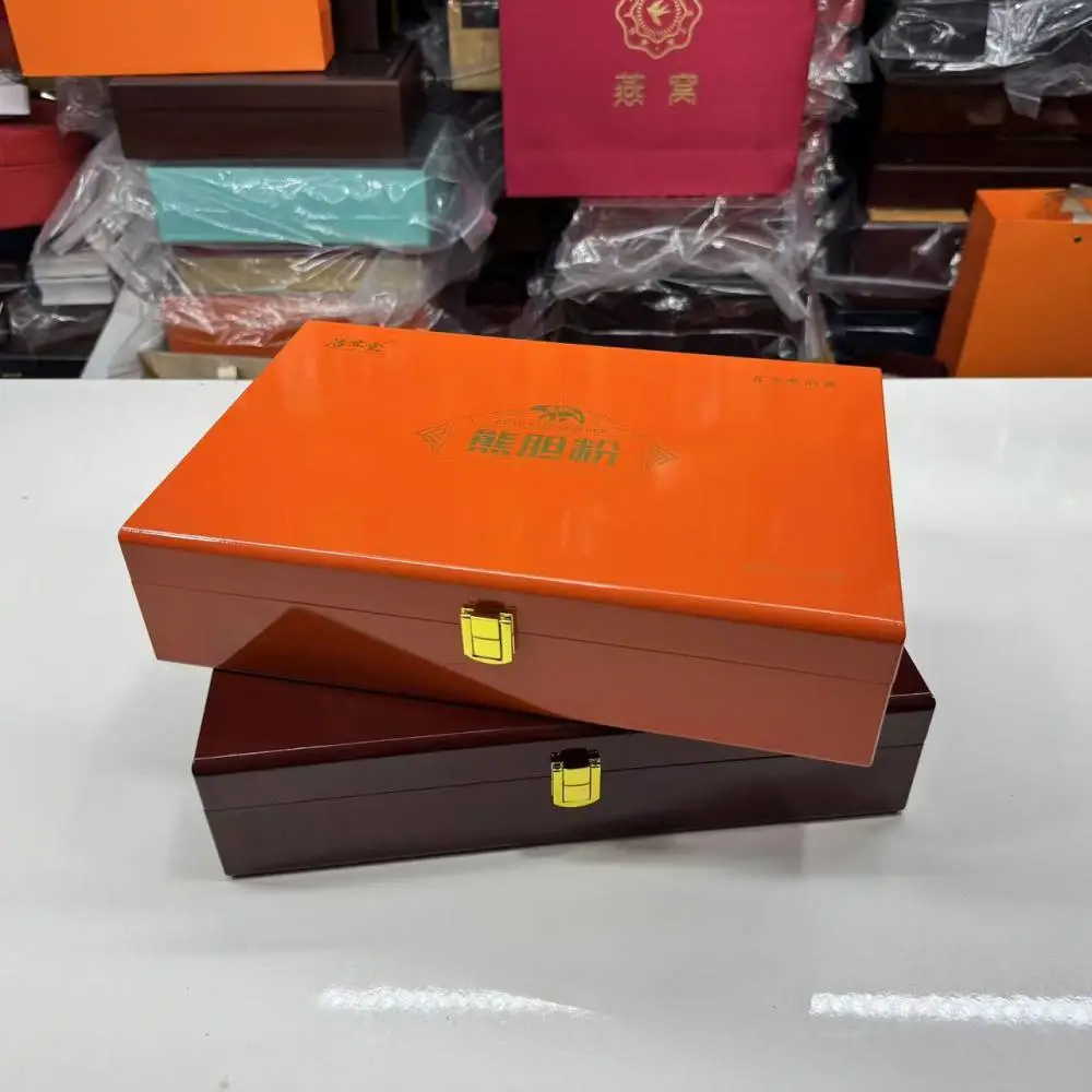 黑色烤漆木盒 熊胆粉木盒包装 清心丸木盒包装 白酒木盒定做