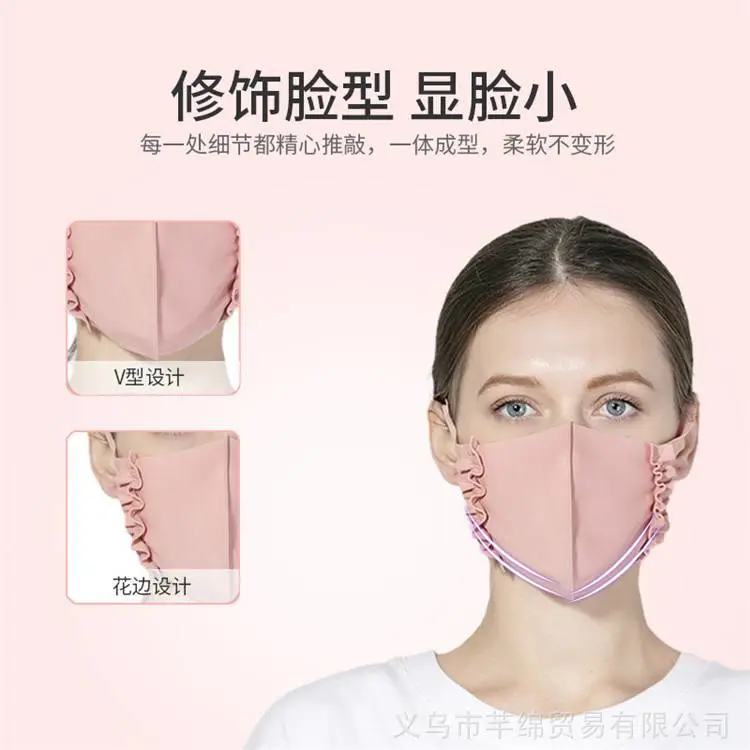 春夏薄款口罩 花边口罩女款 芊绵口罩 太空棉海绵冷感口罩 生产厂家