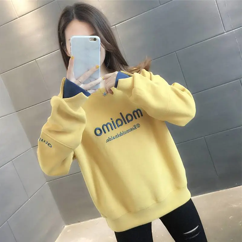 摆地摊卖衣服怎么吸引人加绒印花宽松外套女潮超火新款秋季圆领卫衣10元衣服批发货源