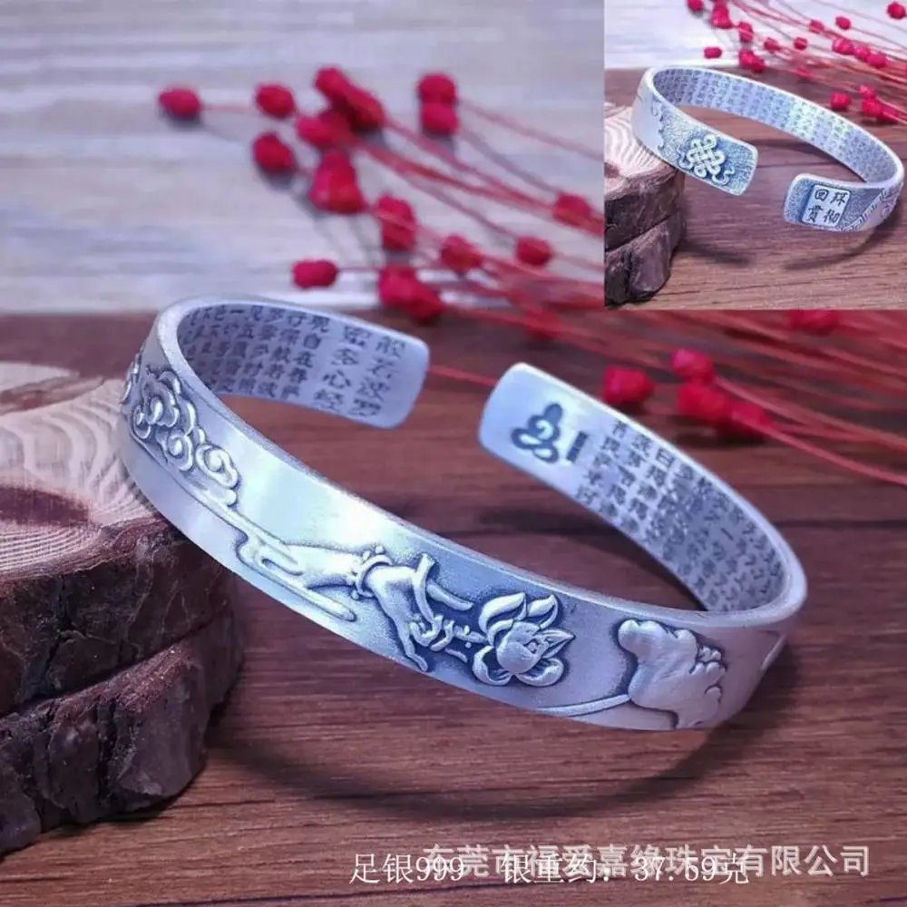 足银999佛莲花开口手坠 海外大量定制 淘加工厂