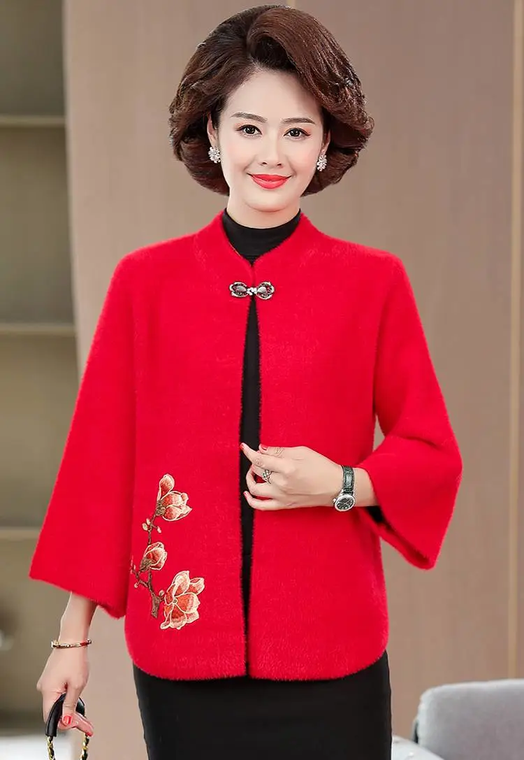 广东茂名时尚大码妈妈装针织衫全国尾货服装批发市场妈妈装女秋冬装针织衫
