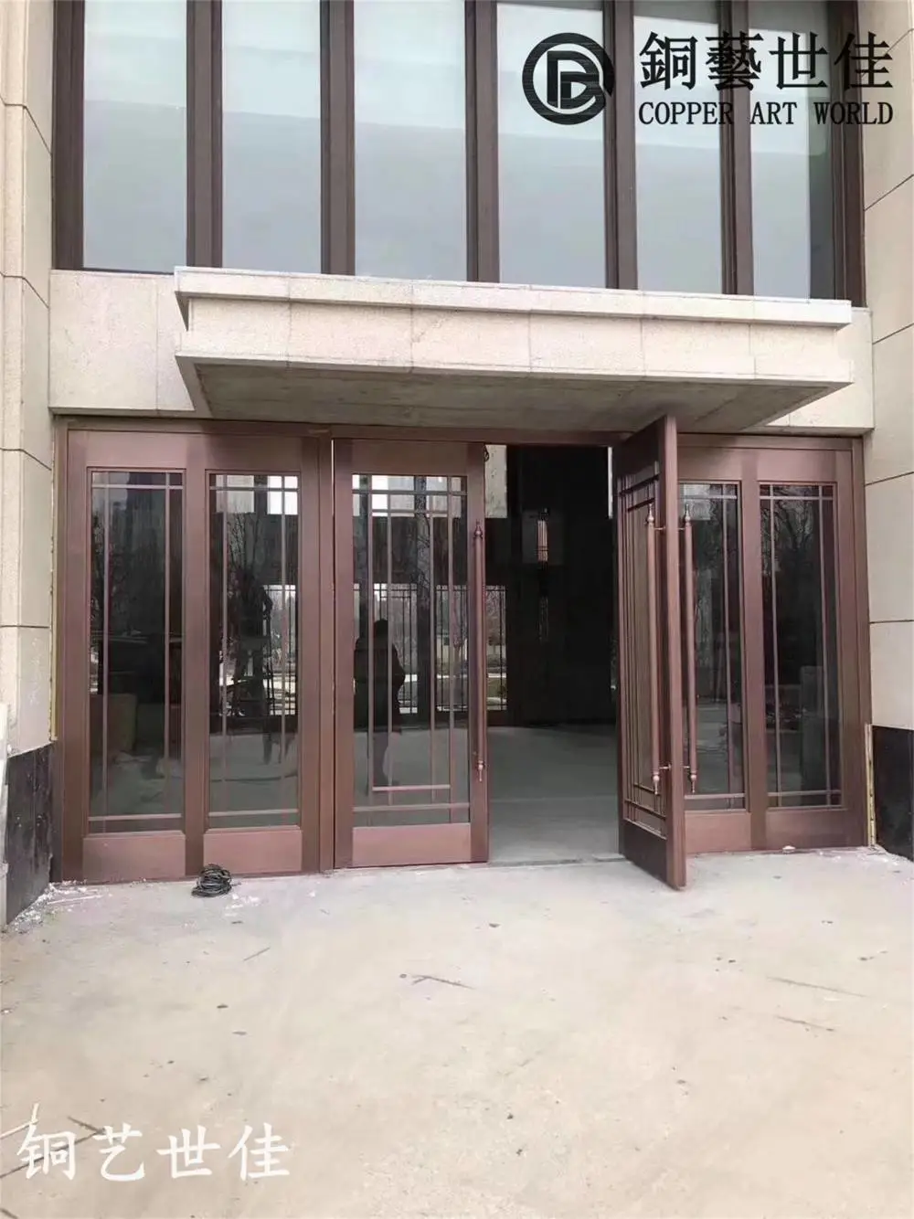 铜艺世佳庭院精雕铸铝门 简约雕花铝艺大门 电动别墅铸铝门