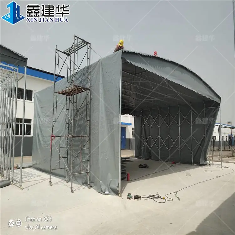 烨兴膜结构伸缩帆布固定棚钢结构雨棚价格及图片