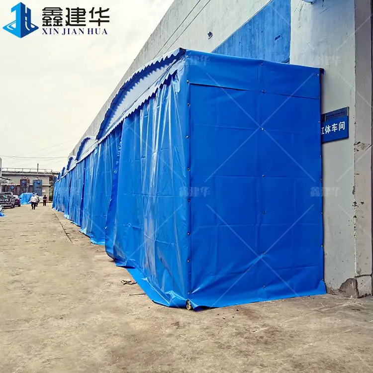 厦门膜结构促销棚电动控制棚悬空电动雨棚