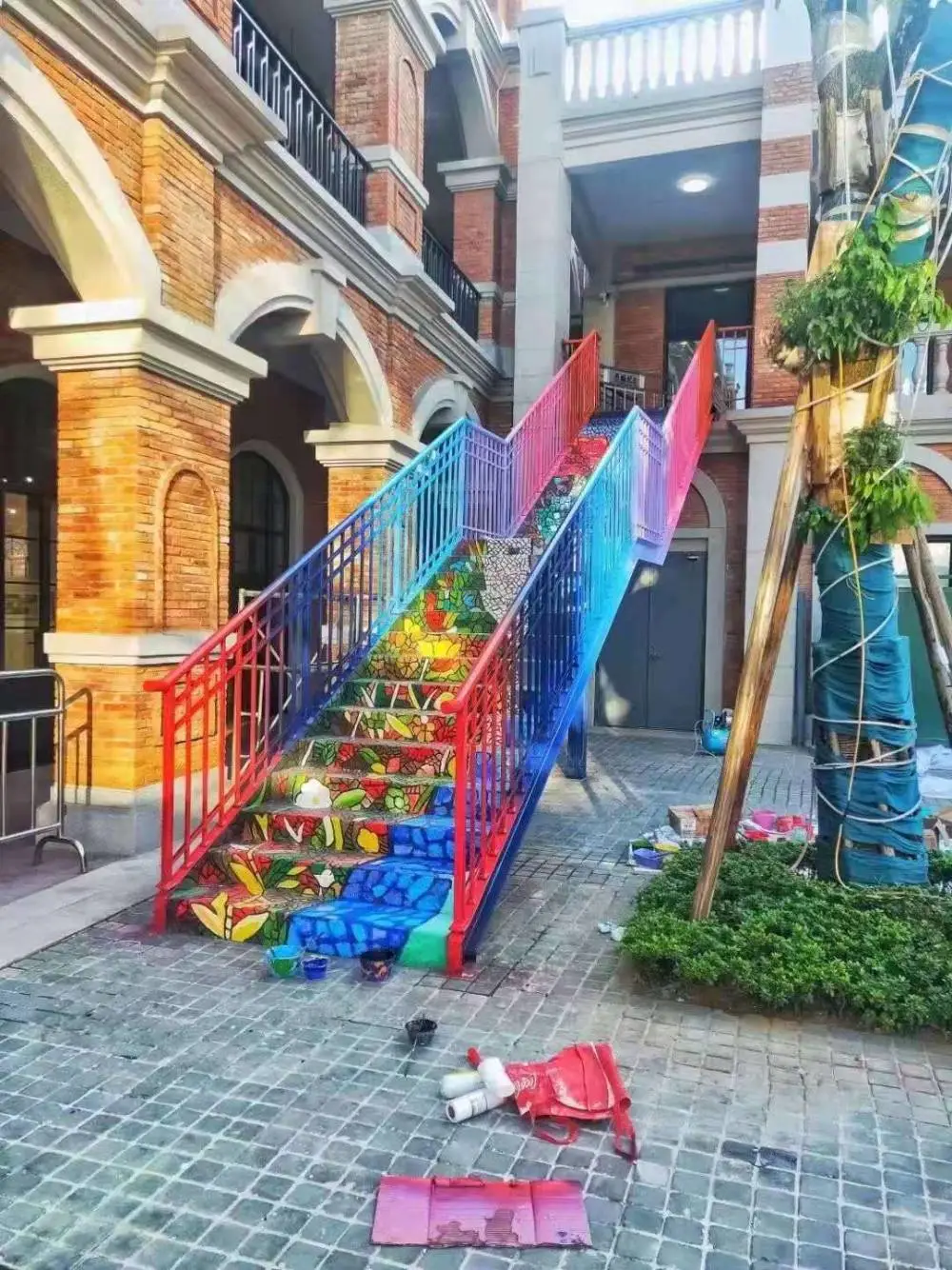 墙面立体画 地面立体画 墙面地面结合彩绘设计 风景写实画