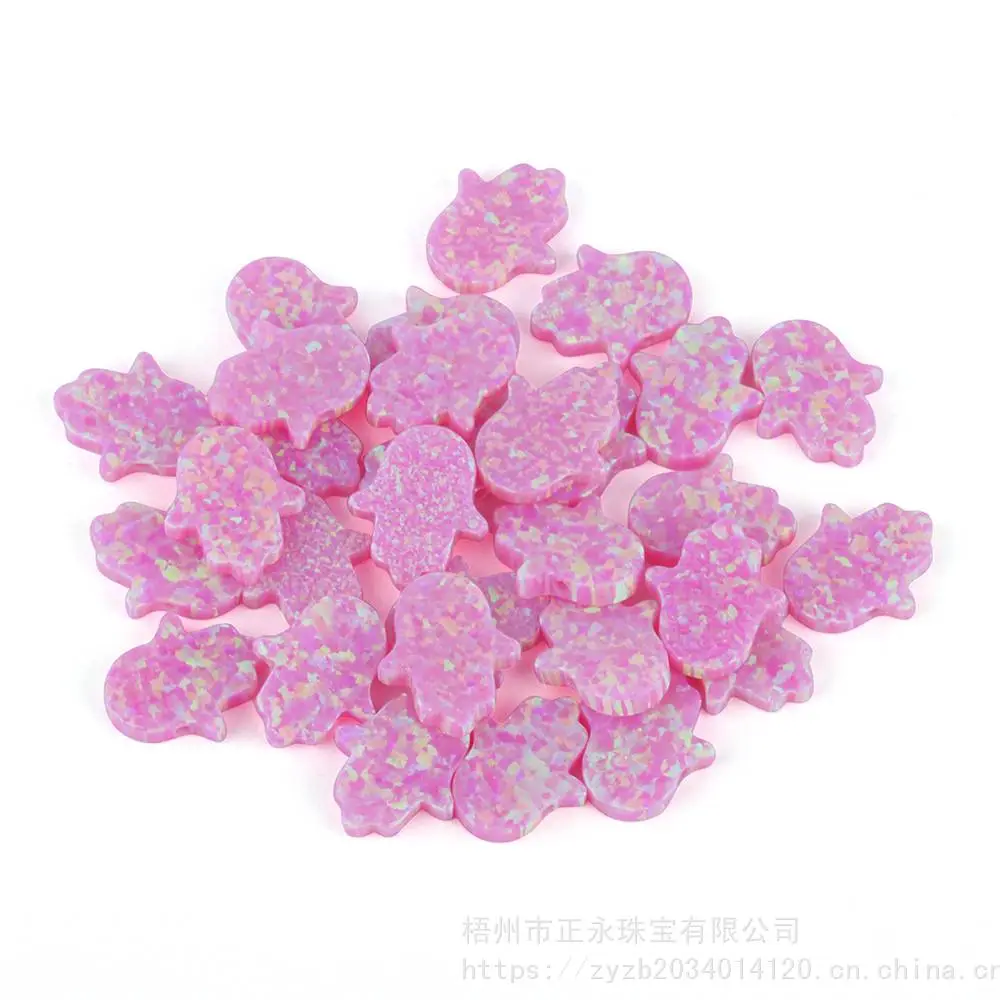 跨境热卖合成澳宝手掌型裸石 时尚欧美opal粉欧泊蛋白石925配饰