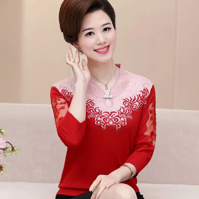 广东茂名时尚大码妈妈装针织衫全国尾货服装批发市场妈妈装女秋冬装针织衫