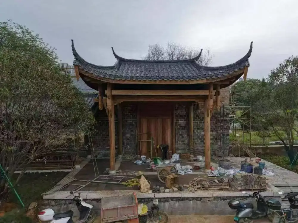 古建仿古门头制作 庭院榫卯凉亭 园林实木廊架工程承接