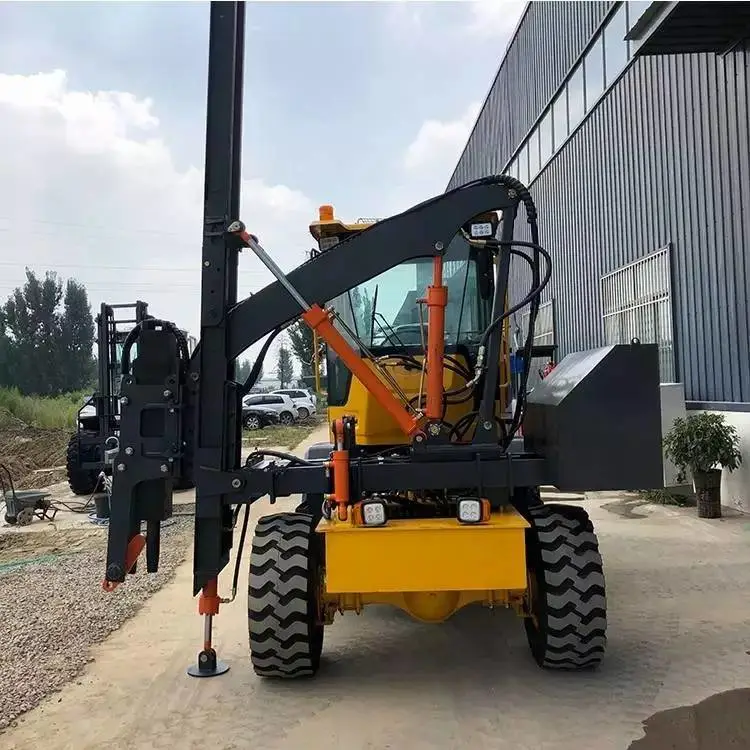 波形护栏液压打桩机装载式建筑工程压装机护栏打桩机高速公路