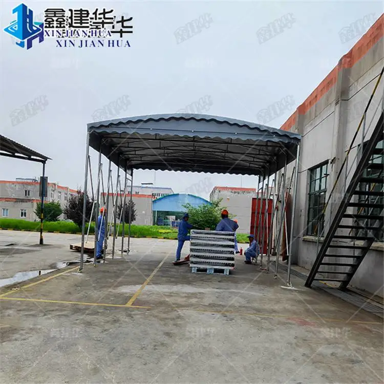 山东潍坊 大型钢结构雨棚 小区推拉停车棚 现场勘查