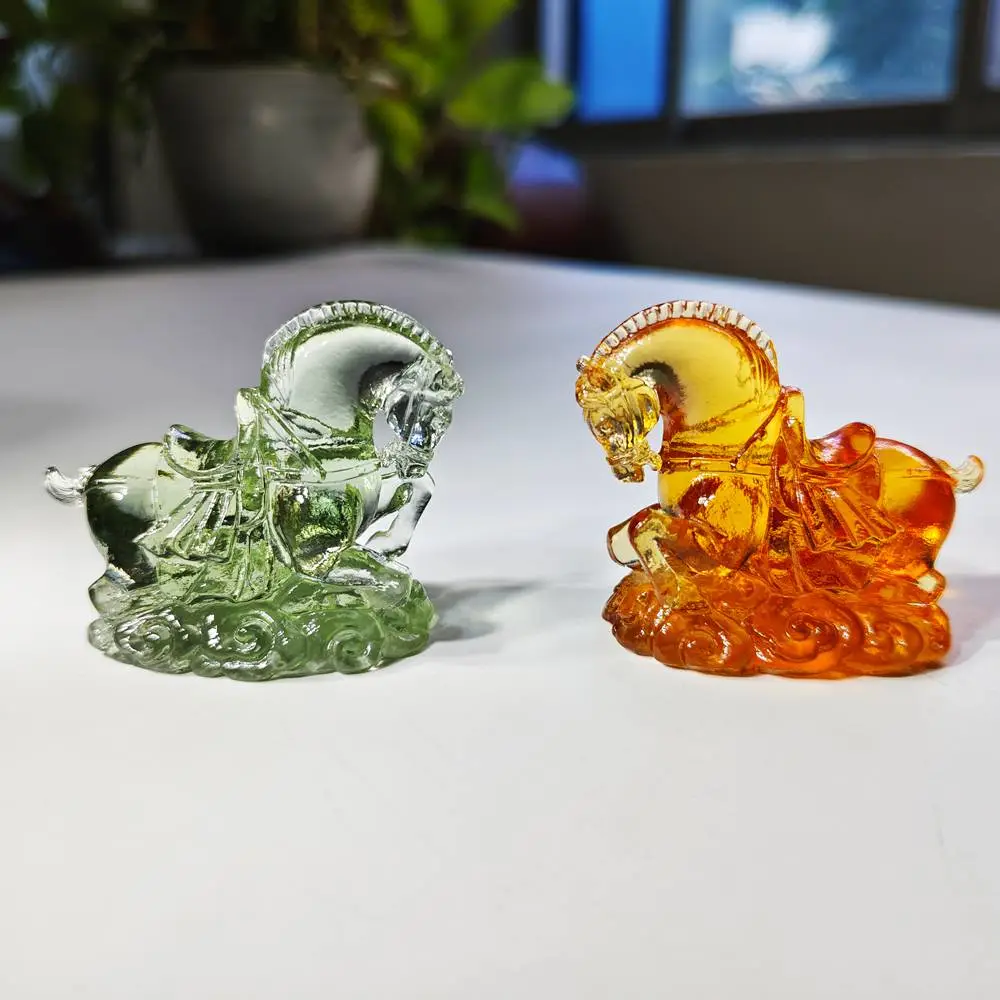 琉璃唐马工艺品摆件 琉璃文创礼品摆件琉璃小香插香炉工艺品定制，马年生肖马工艺品礼品纪念品商务礼品