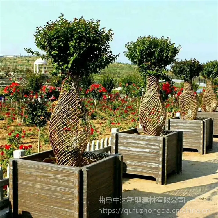 定做个性创意种植仿木花箱花坛 水泥仿木组合式花箱