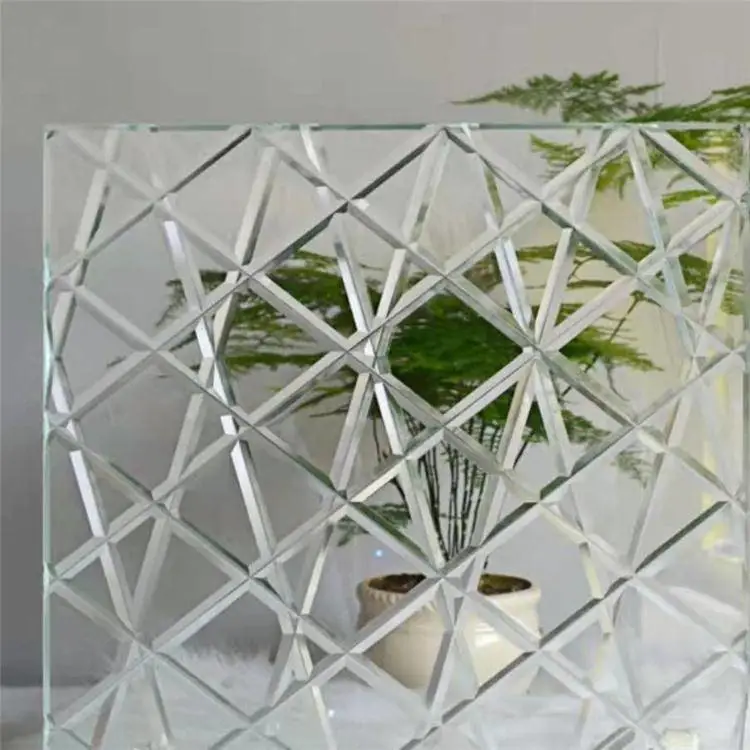 车刻雕刻玻璃镜子花型可定制超白普白酒店大厅装饰可钢化