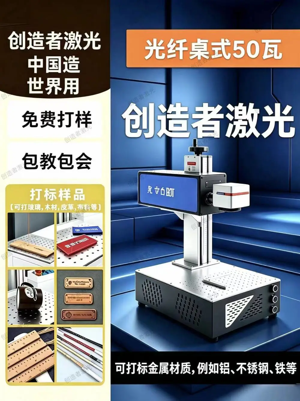 不锈钢二维码激光打码设备 柜式光纤激光打标机 金属二氧化碳打标机