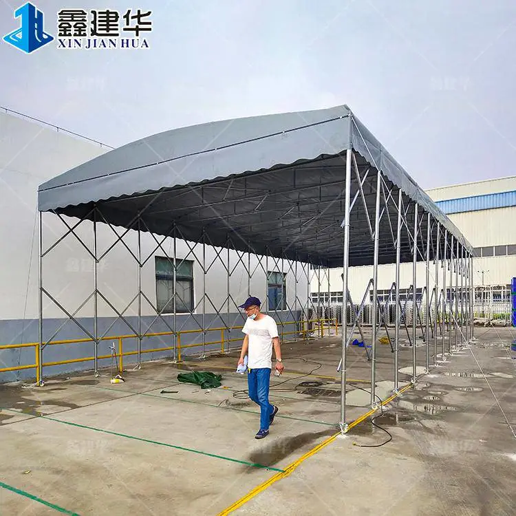 山东潍坊 大型钢结构雨棚 小区推拉停车棚 现场勘查