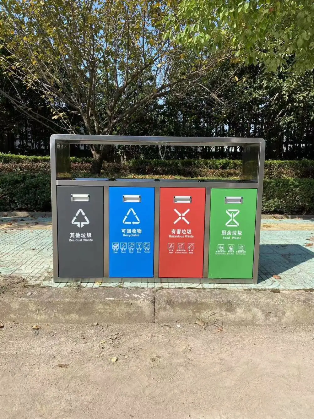日照AQEFD1450银东PVC市政景区垃圾桶 YD101-14镀锌板金属垃圾箱加工厂