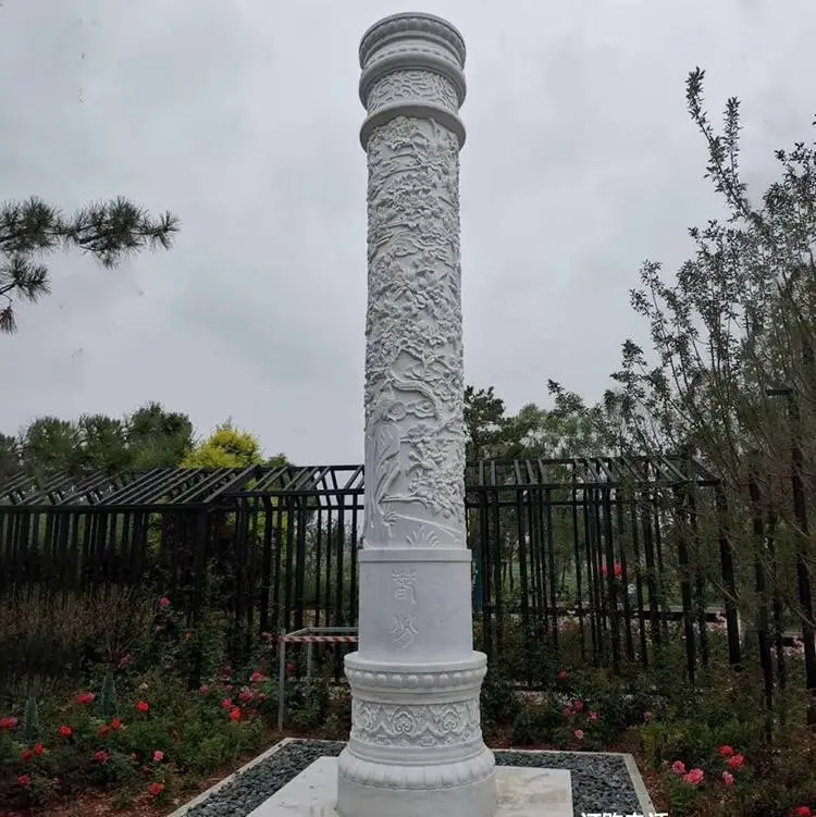青石图腾柱 大型浮雕柱 文化广场立柱 厂家现货