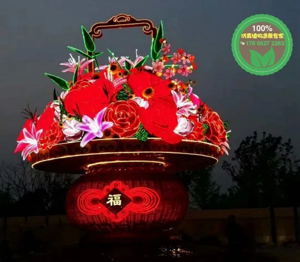 制作玻璃钢大花篮雕塑 户外城市广场景观不锈钢雕塑巨大花篮