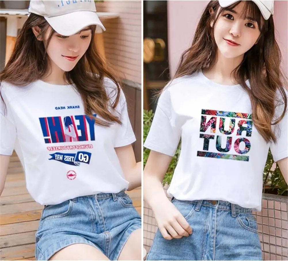 广东潮州***破坏王短袖女上衣上海七浦路服装批发市场T恤女短袖宽松简约
