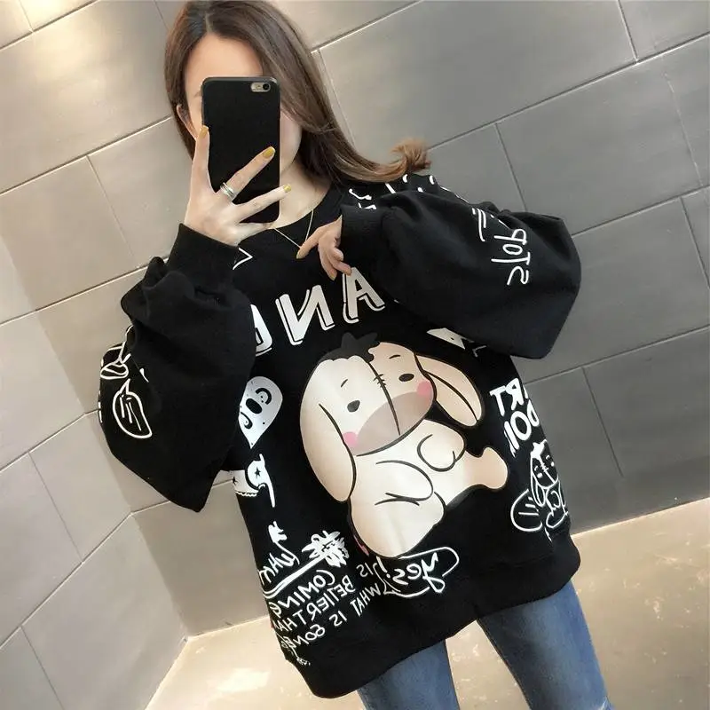 摆地摊卖衣服怎么吸引人加绒印花宽松外套女潮超火新款秋季圆领卫衣10元衣服批发货源