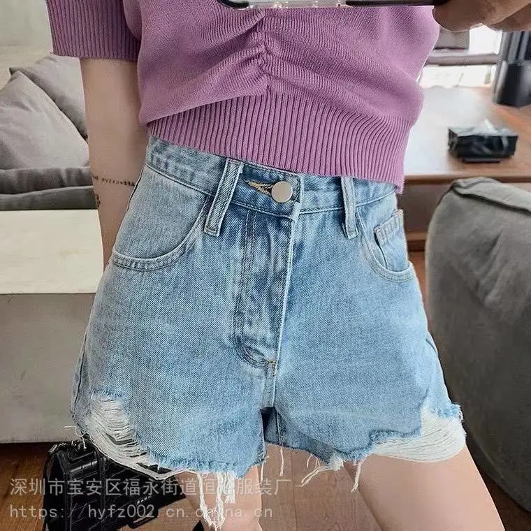 云南昭通牛仔短裤英文供应厂家大码清货牛仔短裤短裙