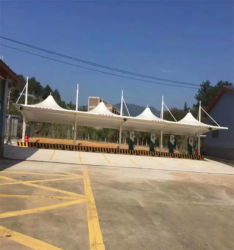 内江小轿车钢结构篷布车棚 充电桩双挑车棚发货安装