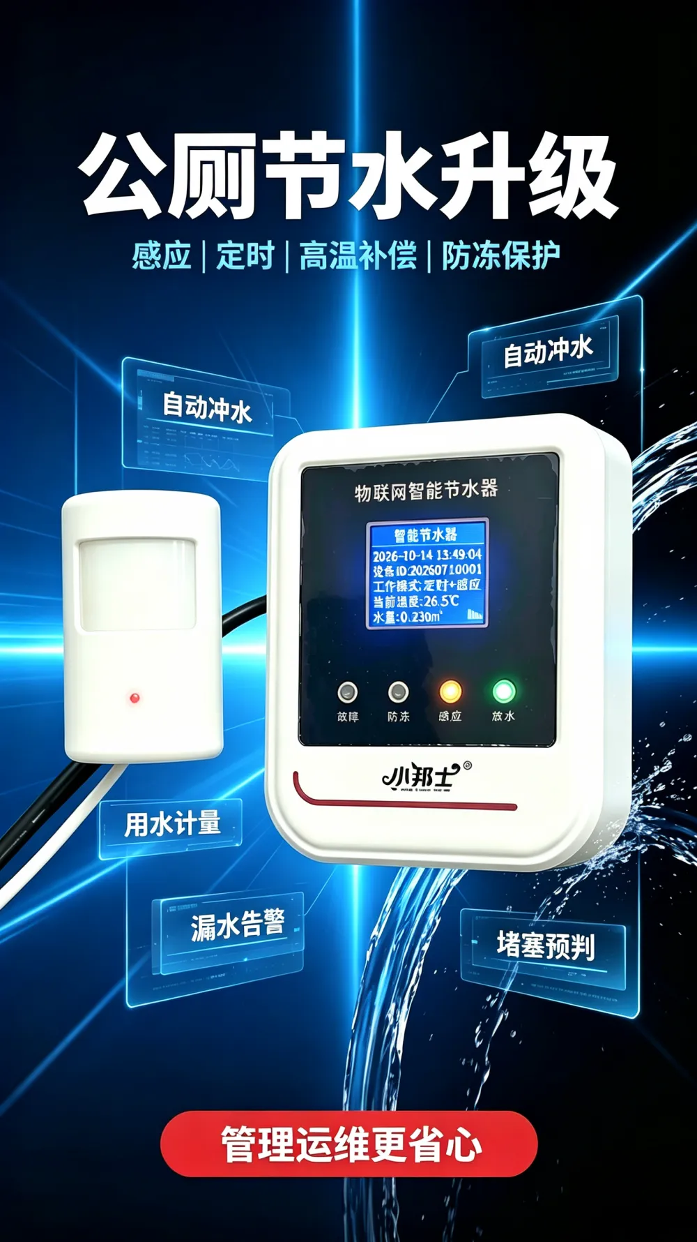 联网型沟槽式公厕红外感应节水器 学校工厂公共卫生间智能冲水设备