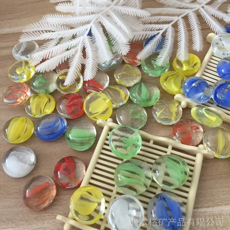 花心玻璃扁珠 鱼缸垫底装饰 园艺绿化填充 花瓶点缀 水族箱铺设