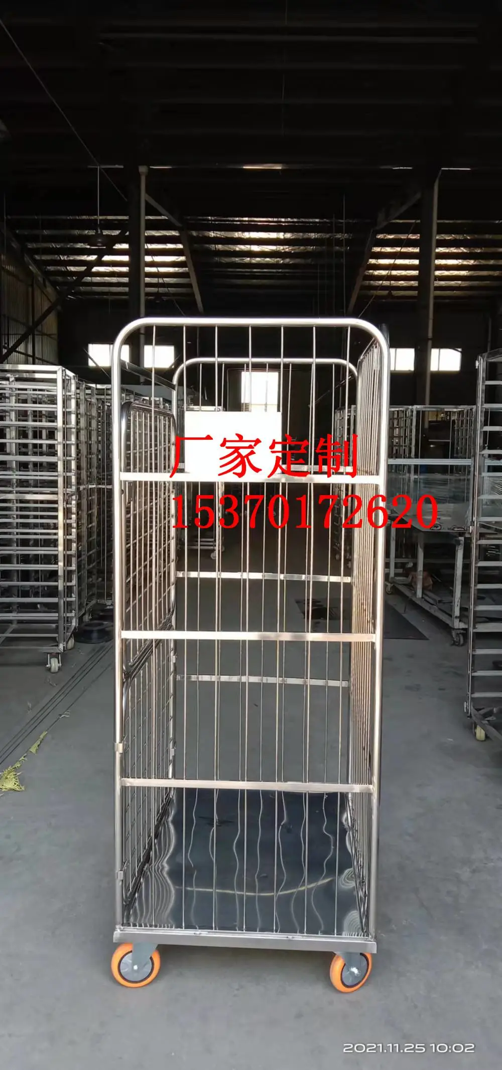 定制物料周转笼推车不锈钢仓储笼折叠拆卸式移动纸袋布匹服装物流台车钢筋金属网筐围栏框子
