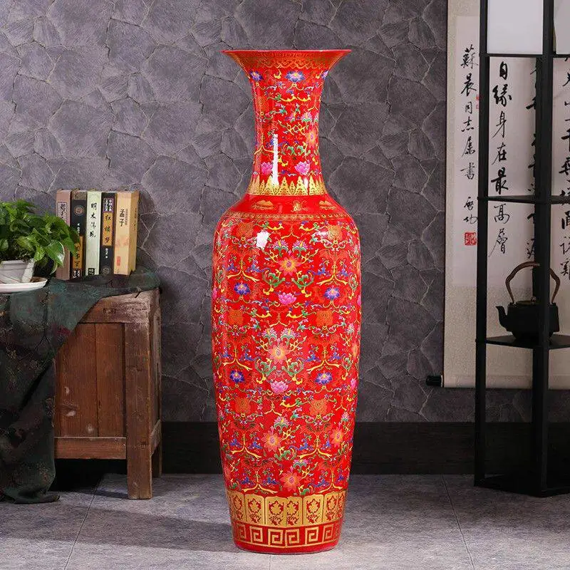 景德镇花瓶红大花瓶2米落地大花瓶中国红大花瓶- 供应商网